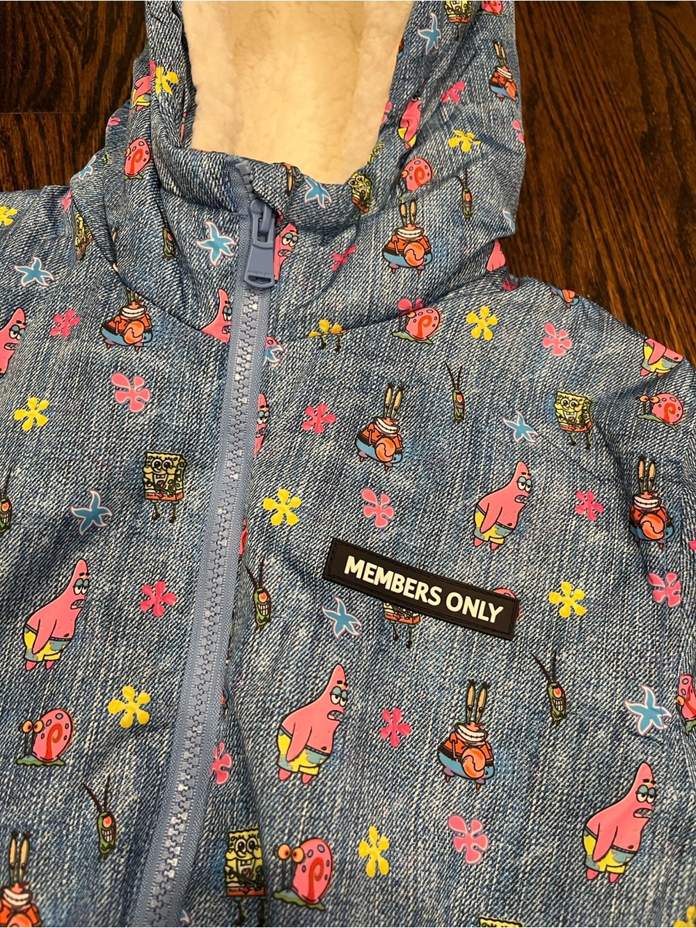 Members Only Kids Blue SpongeBob & Patrick Hooded Puffer Jacket